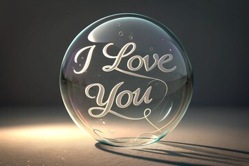 I Love You Glass Ball with Heart for Romantic Illustration