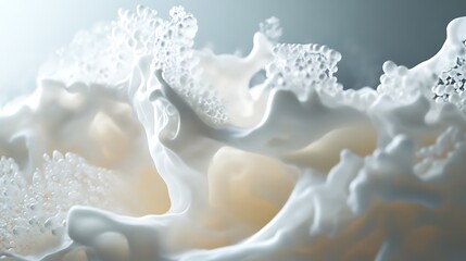 Mystical abstract illustration featuring glowing white foam in an ethereal atmosphere