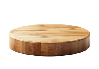 Round Wooden Podium Isolated on White and Transparent Background