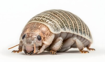 Obraz premium Close-up of a pillbug, isopod, on white background.