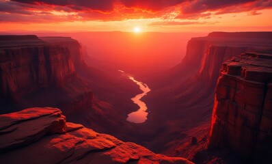 Stunning sunset over canyon landscape