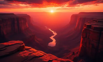 Fototapete Stunning sunset over canyon landscape © Alex