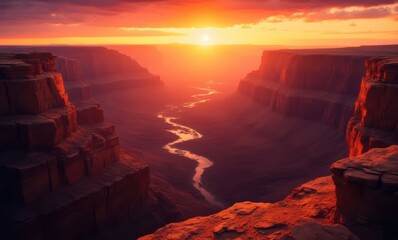 Breathtaking sunrise over canyon landscape