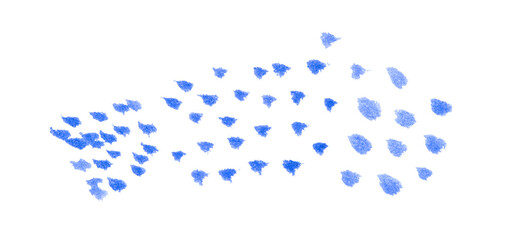 Abstract blue watercolor splash in dynamic triangle shape on white background.