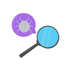 Bug Finding Flat Icon, Vector illustration