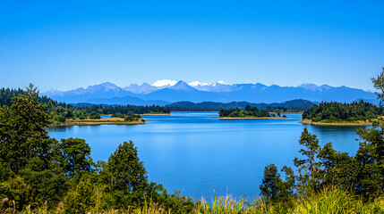 lake in the mountains with sky