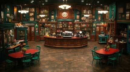 Obraz premium The Grand Apothecary Cafe: A Vintage Charm