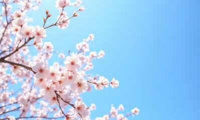 Delicate pink cherry blossoms outdoors