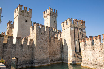 Scaligero castle or fortress on Garda lake in Sirmione in Italy.