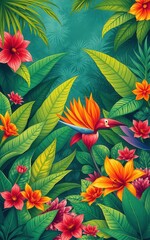 Tropical flowers illustration.