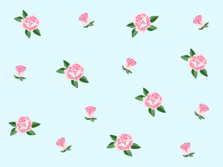 seamless pattern with roses flower in blue background 