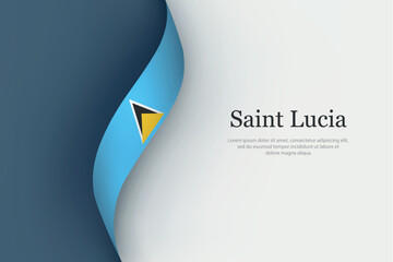 Saint Lucia flag on Waving ribbon