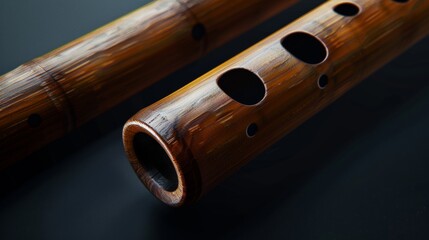Naklejka premium Elegant close up of a dark toned flute, highlighting its sophisticated design and smooth finish