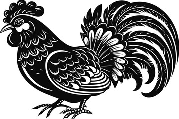 Hen and Saxophone Silhouette Collection  Elegant Icons on White