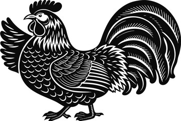 Hen and Saxophone Silhouette Collection  Elegant Icons on White