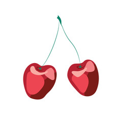 Vector illustration of two stylized cherries in minimalistic style