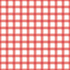 Vector illustration of a red checkered pattern on a white background with soft wavy lines. A stylish and modern pattern, perfect for textiles, packaging, and backgrounds
