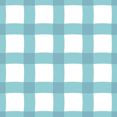 blue checkered pattern on a white background. Stylish and fresh pattern for textiles and decor