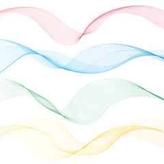 Set of abstract colored waves. Red, green, blue and yellow waves. Eps 10