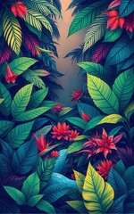 Tropical flowers illustration.