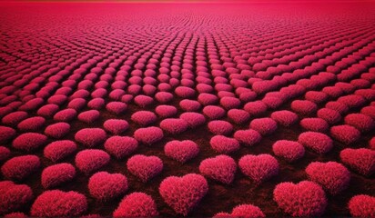 Fototapeta premium A surreal landscape of endless hearts stretching