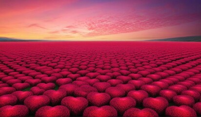 Fototapeta premium A surreal landscape of endless hearts stretching