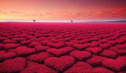 Obraz premium A surreal landscape of endless hearts stretching