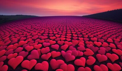 Obraz premium A surreal landscape of endless hearts stretching