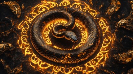 Intricate Mandala Design with Snake Centerpiece