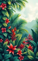 Tropical flowers illustration.