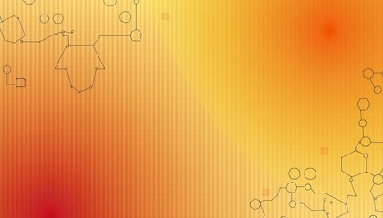 Obraz premium abstract technology background with circuit board lines and shapes on an orange and yellow gradient