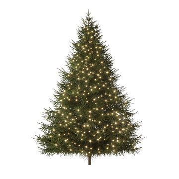 a tree with lights on a transparent background, photo PNG image, PNG file, Generative art.