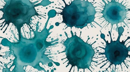 Abstract watercolor hand painted background with blue and green paint splashes