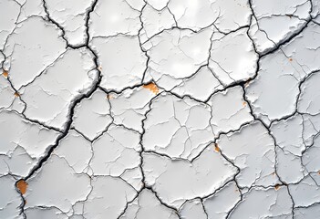 Fototapeta premium Cracked Earth Surface with Glowing Lava in Volcanic Background