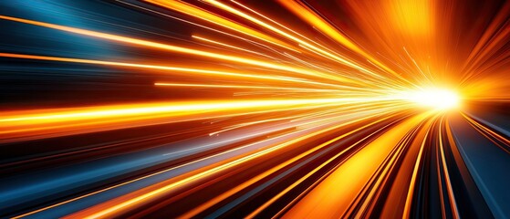 Fototapeta premium A vibrant burst of light beams radiating outward, creating a sense of speed and energy against a dark backdrop.