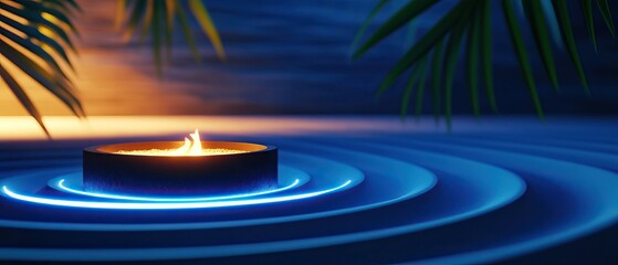 A tranquil scene featuring a floating candle on water, surrounded by gentle ripples and soft lighting, evoking serenity and relaxation.