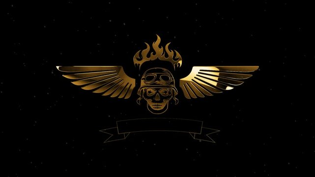 luxury golden wing shape logo green screen background