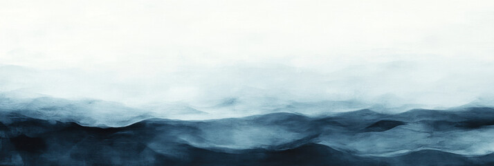 Abstract watercolor depiction of ocean waves in calming blue tones
