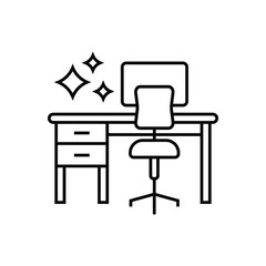 Cleaning table work, vector linear icon symbol