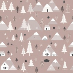 winter pattern. winter landscape with houses