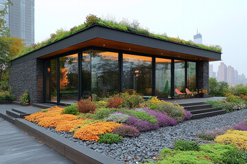 Modern Green Roof House With Vibrant Landscaping