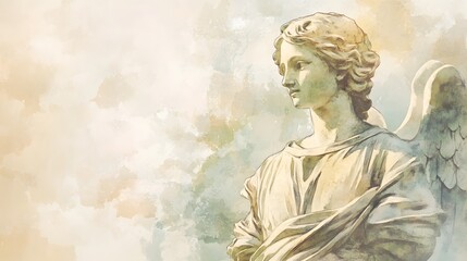Serene Angel Watercolor Painting Depicts Heavenly Being