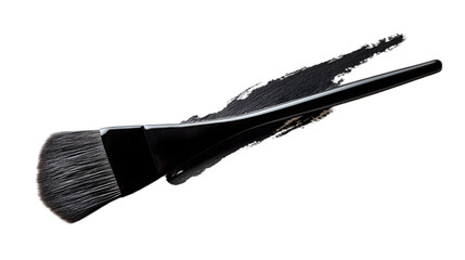 Fototapeta premium Black Makeup Brush with Dark Pigment Swirl Beauty Tool Cosmetic Accessory Professional