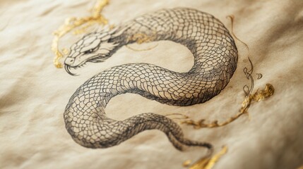 Obraz premium Hand-Drawn Snake Zodiac Symbol Design