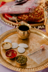 Beautifully Decorated Pooja Thali for festival celebration to worship.