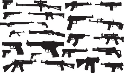 Set of Gun Silhouettes for Firearm and Self-Defense Illustrations