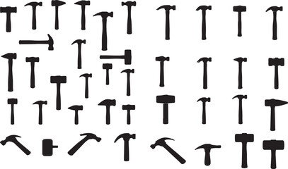 Set of Hammer Silhouettes for Construction and DIY Designs