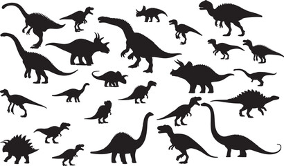 Various Dinosaur Silhouettes for Prehistoric Design Themes
