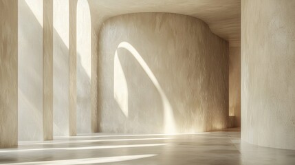 Sunlit Minimalist Interior: Beige Architectural Design