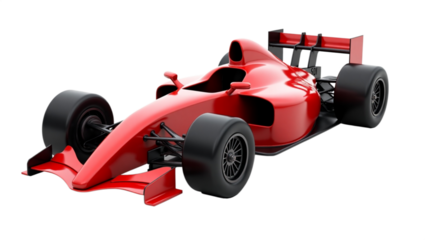 3D Rendering of a Red Formula 1 Race Car on Transparent Background